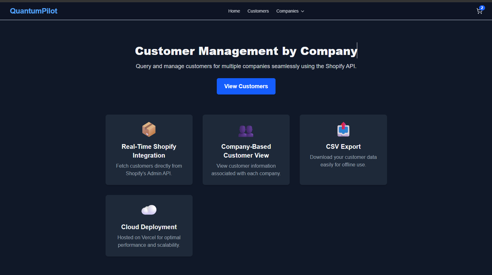 Captura del proyecto Administrador de Clientes Shopify